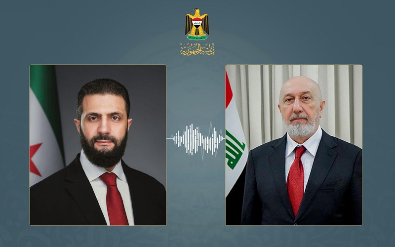 الرئيس العراقي نزار آميدي ونظيره السوري أحمد الشرع