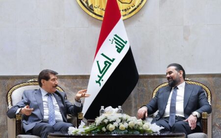 رئيس مجلس النواب العراقي هيبت الحلبوسي، يستقبل وفد الحزب الديمقراطي الكوردستاني برئاسة فاضل ميراني