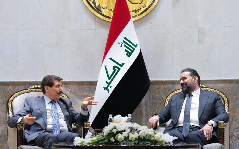 رئيس مجلس النواب العراقي هيبت الحلبوسي، يستقبل وفد الحزب الديمقراطي الكوردستاني برئاسة فاضل ميراني