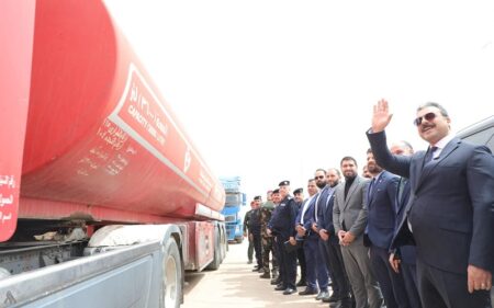 رئيس هيئة المنافذ الحدودية العراقية عمر الوائلي، يفتتح منفذ الوليد الحدودي المشترك مع سوريا