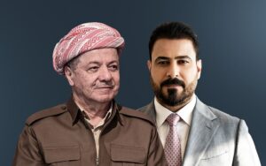 رئيس الوزراء العراقي المكلف علي الزيدي ورئيس الحزب الديمقراطي الكوردستاني مسعود بارزاني