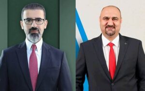 محافظ كركوك الجديد محمد سمعان، والمحافظ السابق ريبوار طه
