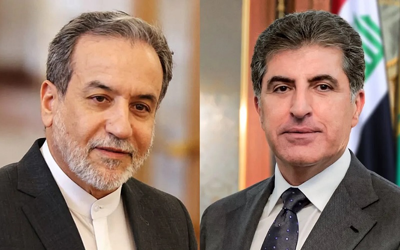 رئيس إقليم كوردستان العراق نيجيرفان بارزاني، ووزير الخارجية الإيراني عباس عراقجي