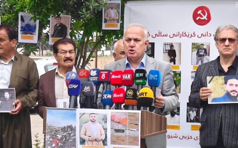 مؤتمر صحفي لرئيس مكتب العمال والفلاحين في الحزب الشيوعي الكوردستاني عثمان حمه سعيد