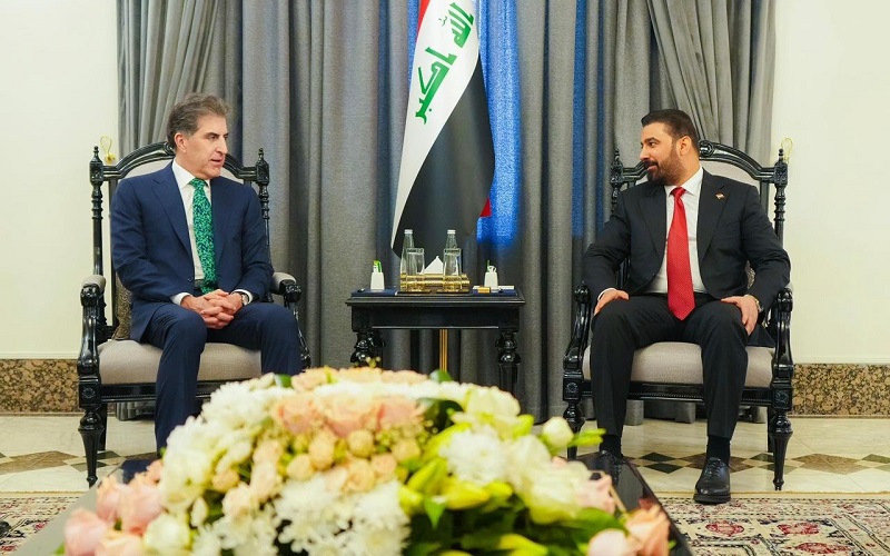 رئيس الوزراء العراقي علي الزيدي يستقبل رئيس إقليم كوردستان نيجيرفان بارزاني