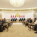 قادة المجلس السياسي الوطني للقوى السنية في العراق، يستقبلون وفداً من الإطار التنسيقي للقوى الشيعية في مقر رئيس مجلس النواب هيبت الحلبوسي