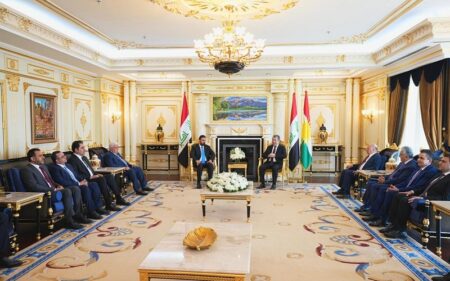 رئيس حكومة إقليم كوردستان مسرور بارزاني يستقبل رئيس الوزراء العراقي المكلف علي الزيدي