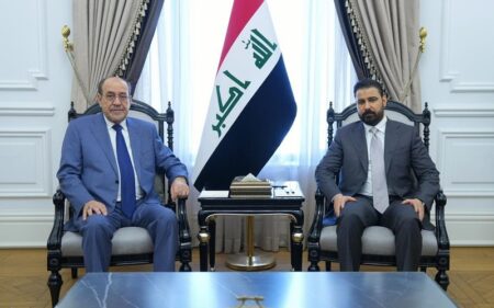 رئيس الوزراء العراقي علي الزيدي يستقبل رئيس ائتلاف دولة القانون نوري المالكي