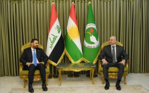 رئيس الاتحاد الوطني الكوردستاني بافل طالباني يستقبل رئيس الوزراء العراقي المكلف علي الزيدي