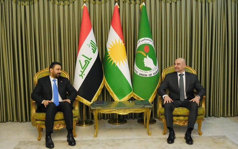 رئيس الاتحاد الوطني الكوردستاني بافل طالباني يستقبل رئيس الوزراء العراقي المكلف علي الزيدي