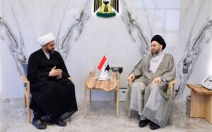 رئيس تحالف قوى الدولة الوطنية السيد عمار الحكيم يستقبل الأمين العام لحركة عصائب أهل الحق الشيخ قيس الخزعلي