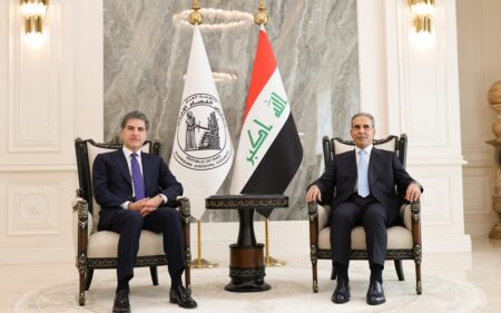 رئيس مجلس القضاء الأعلى في العراق القاضي فائق زيدان يستقبل رئيس إقليم كوردستان نيجيرفان بارزاني