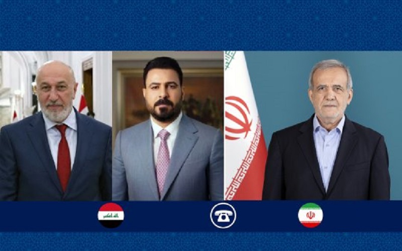 الرئيس الإيراني مسعود بزشكيان، والرئيس العراقي نزار آميدي ورئيس الوزراء علي فالح الزيدي