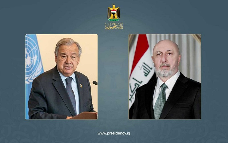 الرئيس العراقي نزار آميدي والأمين العام للأمم المتحدة أنطونيو غوتيريش