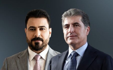 رئيس إقليم كوردستان نيجيرفان بارزاني ورئيس الوزراء العراقي علي فالح الزيدي