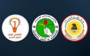 شعار الحزب الديمقراطي الكوردستاني والاتحاد الوطني الكوردستاني وحراك الجيل الجديد