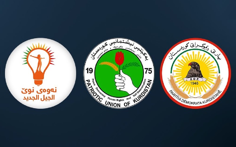 شعار الحزب الديمقراطي الكوردستاني والاتحاد الوطني الكوردستاني وحراك الجيل الجديد