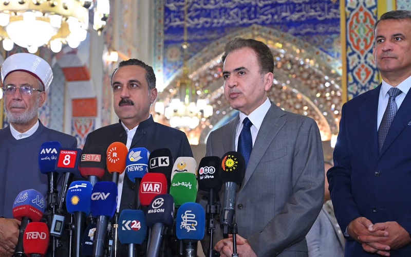 مؤتمر صحفي مشترك لوزير الأوقاف والشؤون الدينية في حكومة إقليم كوردستان بشتيوان صادق ومحافظ أربيل أوميد خوشناو