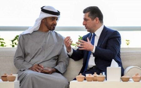 لقاء سابق يجمع رئيس وزراء إقليم كوردستان العراق مسرور بارزاني برئيس الإمارات الشيخ محمد بن زايد آل نهيان