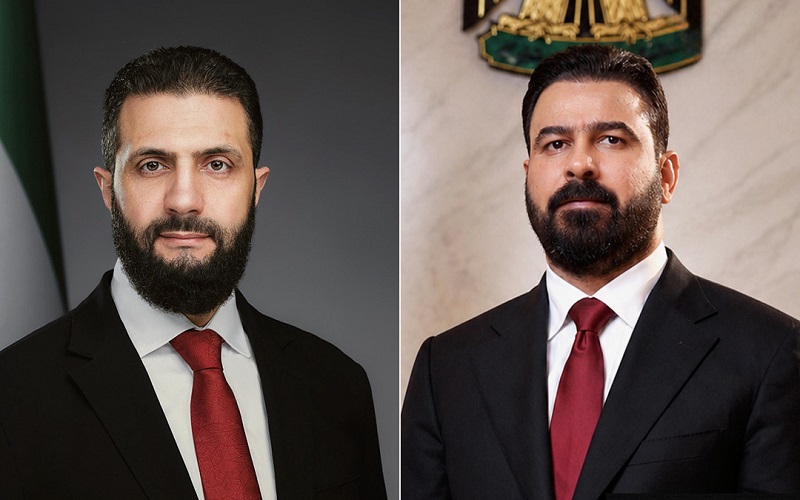 رئيس الوزراء العراقي علي فالح الزيدي والرئيس السوري أحمد الشرع