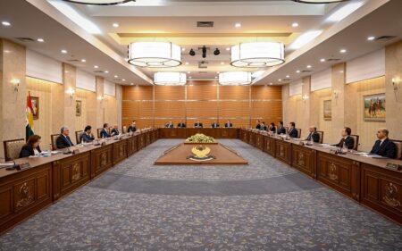 الاجتماع الأسبوعي لمجلس وزراء إقليم كوردستان برئاسة رئيس المجلس مسرور بارزاني وحضور نائب الرئيس قوباد طالباني