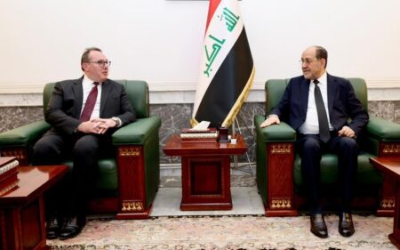 رئيس ائتلاف دولة القانون نوري المالكي يستقبل القائم بأعمال السفارة الأمريكية لدى العراق جوشوا هاريس
