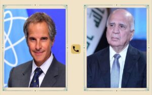 وزير الخارجية العراقي فؤاد حسين، والمدير العام للوكالة الدولية للطاقة الذرية رافائيل غروسي