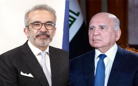 وزير الخارجية العراقي فؤاد حسين، ونظير البرتغالي باولو رانجيل