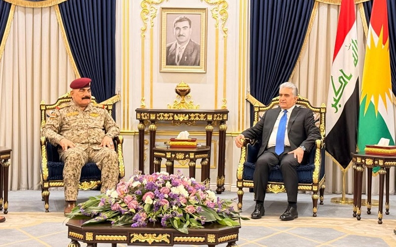 وزير داخلية إقليم كوردستان ريبر أحمد يستقبل معاون رئيس أركان الجيش العراقي للعمليات الفريق الركن سعد حربية