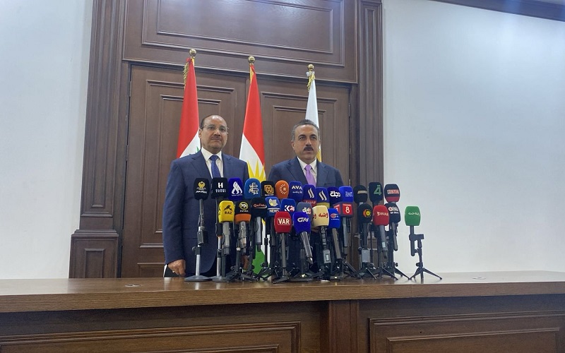 مؤتمر صحفي مشترك لمحافظ أربيل أوميد خوشناو ومحافظ بغداد عطوان العطواني