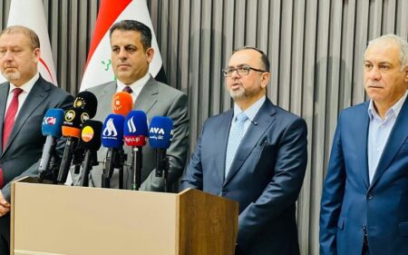 مؤتمر صحفي مشترك لوزير الصحة العراقي عبد الحسين الموسوي ووزير صحة إقليم كوردستان سامان برزنجي