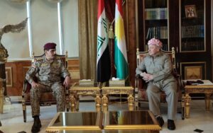 رئيس الحزب الديمقراطي الكوردستاني مسعود بارزاني يستقبل رئيس أركان الجيش العراقي الفريق أول الركن عبد الأمير رشيد يار الله