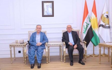 وزير المالية والاقتصاد في حكومة إقليم كوردستان آوات شيخ جناب، يستقبل وزير شؤون الشهداء والمؤنفلين عبد الله حاجي محمود