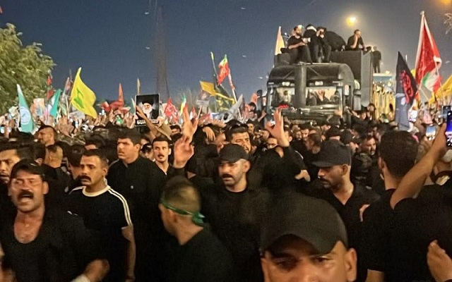 مراسم تشييع جثمان قائد الثورة الإسلامية الشهيد سماحة آية الله العظمى السيد علي الخامنئي في كربلاء المقدسة