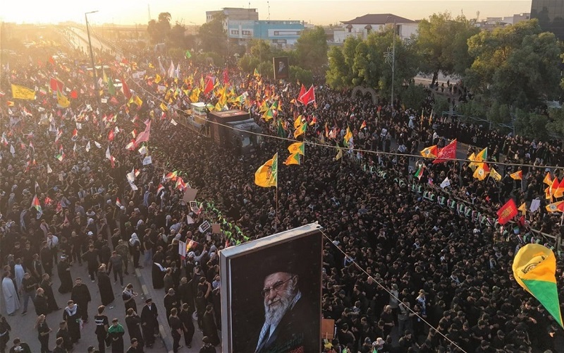 مراسم تشييع جثمان قائد الثورة الإسلامية الشهيد سماحة آية الله العظمى السيد علي الخامنئي في النجف الأشرف