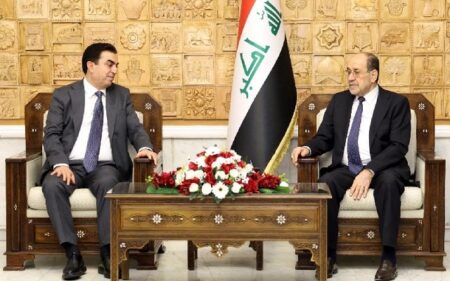 رئيس ائتلاف دولة القانون نوري المالكي يستقبل النائب الثاني لرئيس مجلس النواب العراقي فرهاد أتروشي