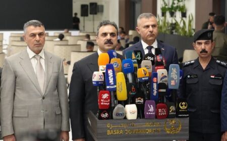 مؤتمر صحفي لرئيس هيئة المنافذ الحدودية العراقية الفريق عمر عدنان الوائلي