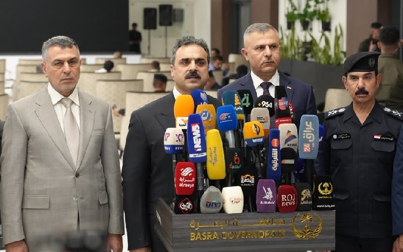 مؤتمر صحفي لرئيس هيئة المنافذ الحدودية العراقية الفريق عمر عدنان الوائلي