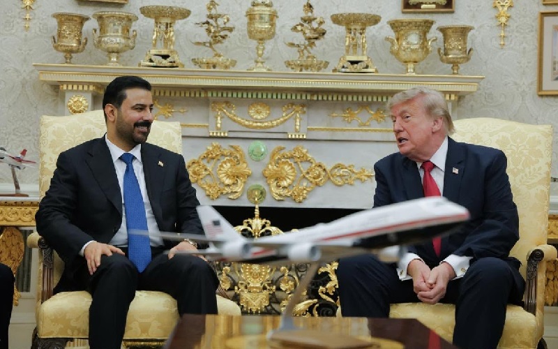 الرئيس الأمريكي دونالد ترامب يستقبل رئيس الوزراء العراقي علي الزيدي