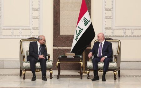 الرئيس العراقي نزار آميدي يستقبل رئيس الوزراء اللبناني نواف سلام