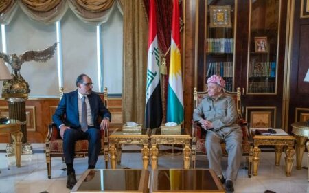 رئيس الحزب الديمقراطي الكوردستاني مسعود بارزاني يستقبل رئيس جهاز الاستخبارات التركي إبراهيم قالن