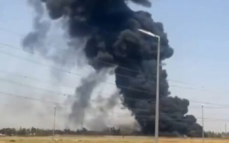 اندلاع حريق داخل مخازن للوقود في منطقة بيرداوود التابعة لناحية شمامك جنوبي محافظة أربيل، عاصمة إقليم كوردستان