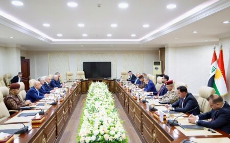 اجتماع اللجنة العليا المعنية بتنفيذ بنود الاتفاق الأمني المشترك بين العراق وإيران في مدينة أربيل، عاصمة إقليم كوردستان