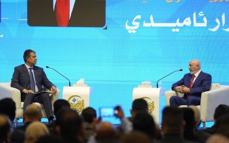 الرئيس العراقي نزار آميدي في جلسة حوارية خلال مؤتمر حوار بغداد الثامن