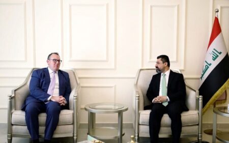 وزير العدل العراقي خالد شواني يستقبل القائم بأعمال السفارة الأمريكية في بغداد جوشوا هاريس