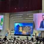 رئيس الوزراء العراقي علي فالح الزيدي يلقي كلمة خلال احتفالية ديوان الوقف السني بمناسبة ذكرى المولد النبوي الشريف في العاصمة بغداد
