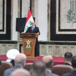 الرئيس العراقي نزار آميدي يلقي كلمة في احتفالية المولد النبوي الشريف بالحضرة القادرية في العاصمة بغداد
