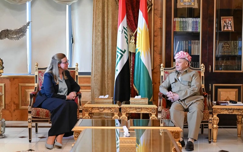 رئيس الحزب الديمقراطي الكوردستاني مسعود بارزاني يستقبل القنصل العام الجديد لبريطانيا في إقليم كوردستان هولي فير