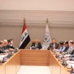 وزير المالية العراقية فالح ساري خلال اجتماع لمتابعة مخرجات العمل في إعداد مشروع الموازنة بحضور وفد من حكومة إقليم كوردستان