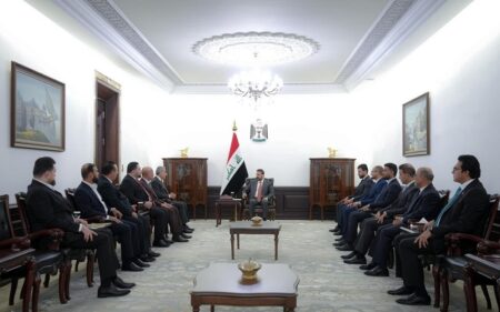 رئيس الوزراء العراقي علي فالح الزيدي يستقبل رئيس وأعضاء كتلة أبشر يا عراق في مجلس النواب